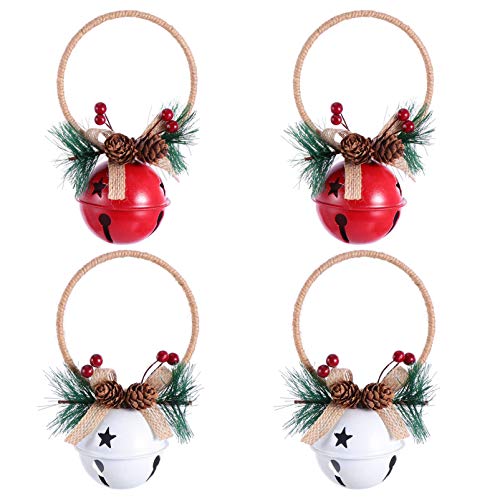 HEALLILY 4pc Retro Metal Jingle Bells Set for Christmas Tree Door Wall Pets