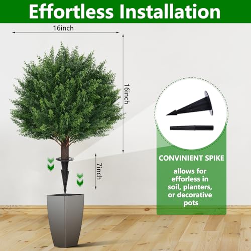 23-Inch Artificial Cypress Topiary Bushes - UV-Resistant Set of 4