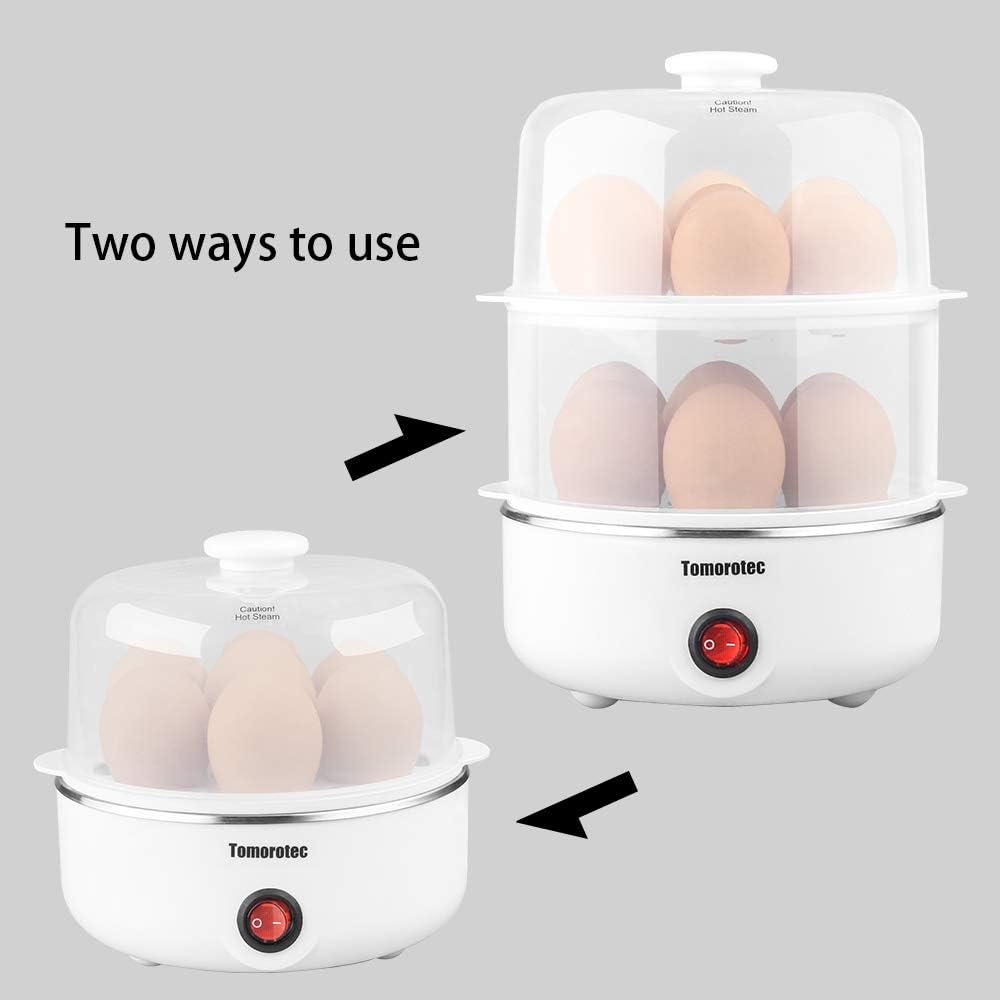 Tomorotec Electric Egg Cooker - 14 Egg Capacity | Rapid Auto Off for Hard Boiled, Poached Eggs & More