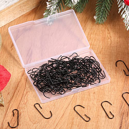 120 Pcs Black Metal Ornament Hooks with Storage Box for Christmas Tree