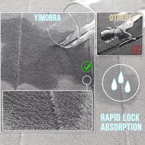 Yimobra Memory Foam Bathroom Rug Set 2-Piece - Absorbent Non-Slip Gray