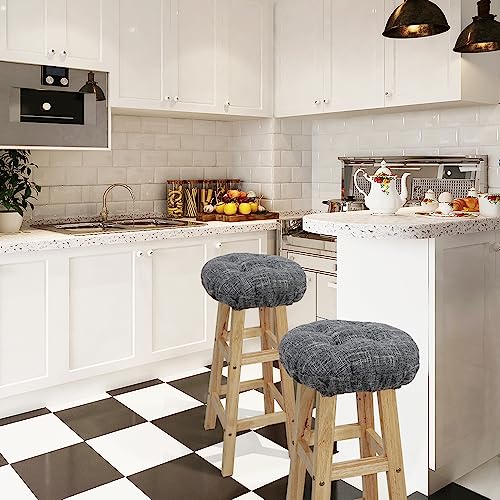 Round Bar Stool Cushion, 13-Inch Anti-Slip Padded Seat Cover, Light Gray