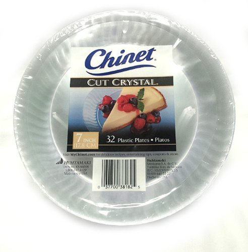 7-Inch Clear Plastic Disposable Plates - Elegant Party Dinnerware, 32 Count