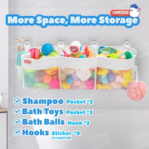 UNEEDE 3-Compartment Baby Bath Toy Storage Organizer - Quick Dry Mesh Caddy