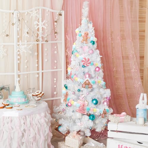 Gingerbread Felt Ball Garland 8.2 ft Candy-Colored Christmas Banner with Pom Poms