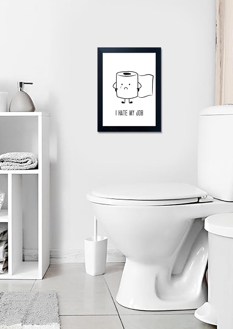 Regine Switzerland Black and White Bathroom Wall Art - Humorous Toilet Paper Canvas Print