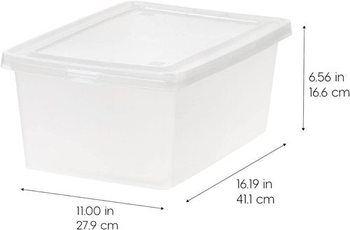 IRIS USA 12-Pack Storage Bins - 15 Quart Clear Stackable Containers for Shoes & Organization