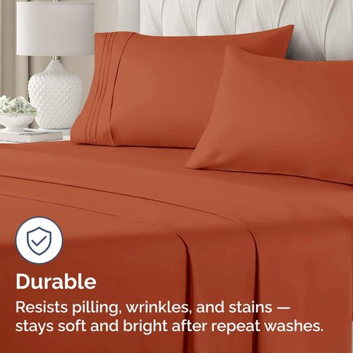 King Standard Pillow Cases - Soft Hotel Quality, Fade-Free & Wrinkle Resistant - 2 Piece Set in Terracotta