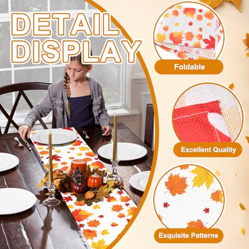 Pedenty Colonial Fall Leaves Table Runner 72x13 Inches - Autumn Maple Decor