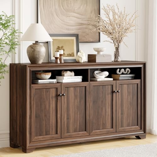 60-Inch Sideboard Buffet Cabinet with 4 Doors and Adjustable Shelving