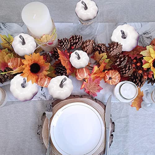 12-Piece Set 3.1-inch White Artificial Pumpkins for Fall Home Decor