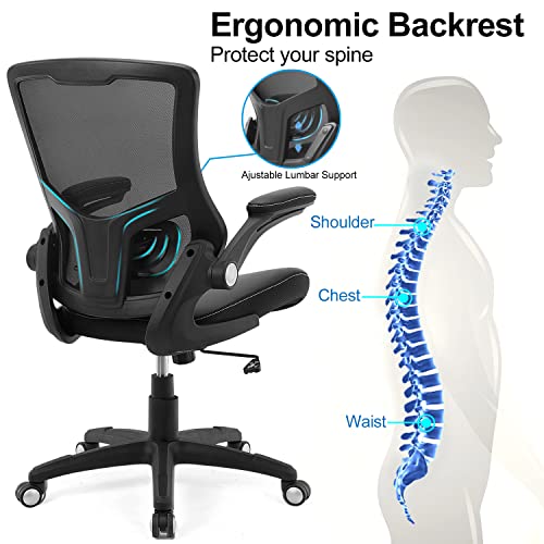 Ergonomic Office Chair with Lumbar Support and Flip-Up Arms
