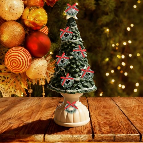 24 Pack Mini Christmas Wreaths - 1.18in Hanging Craft Wreaths for Dollhouses & Decor