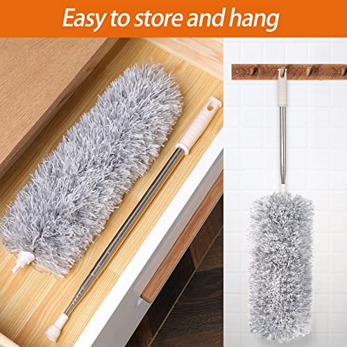 Microfiber Feather Duster with 30-100 Inch Extendable Pole & Bendable Head