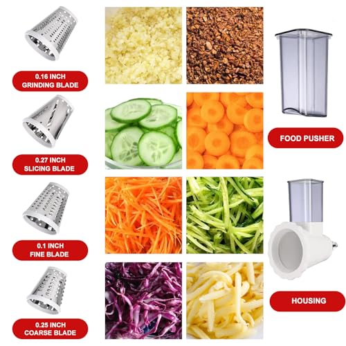 Stand Mixer Cheese Grater and Slicer Attachment with 4 Stainless Blades