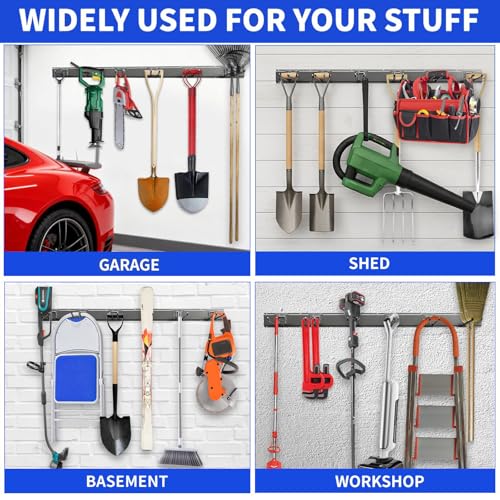 48-Inch Heavy Duty Garage Tool Organizer Wall Mount Steel Rack