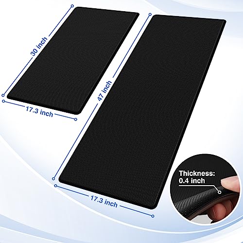 2-Piece Anti-Fatigue Kitchen Rug Set, Non-Slip Cushioned Floor Mats, Black