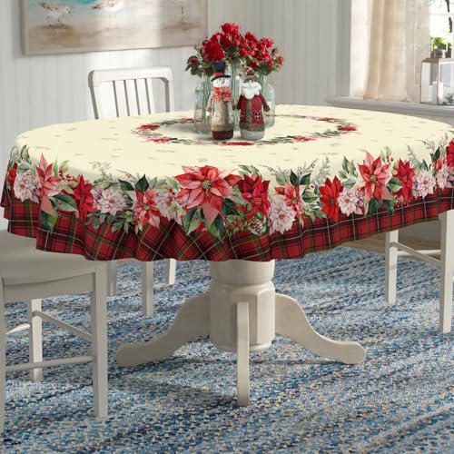 Christmas Tablecloth Waterproof Tree/Holly Table Cloths for New Years