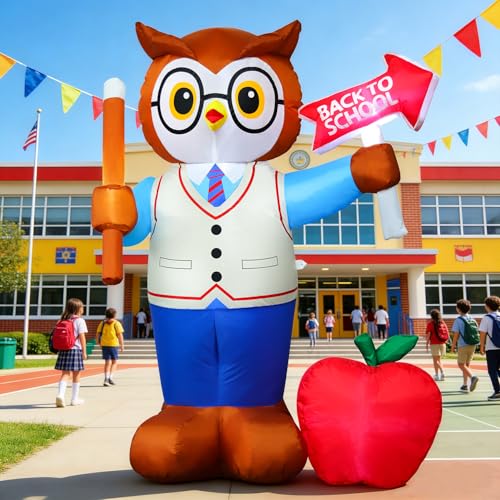 5FT Back to School Inflatable Professor Owl - LED Blow Up Yard Decor