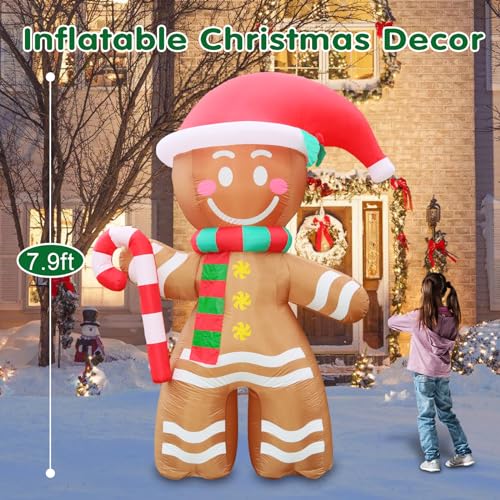 Action Air 7.9 ft Inflatable Gingerbread Man Christmas Yard Decor with LED Lights