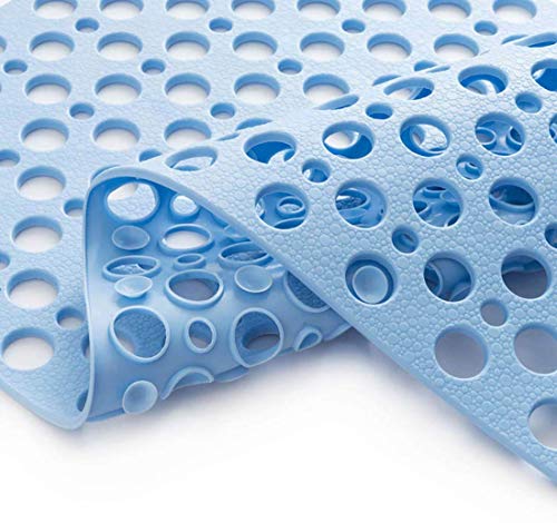 Non-Slip TPE Bathtub Mat with Suction Cups, 30x17 Inch, Blue