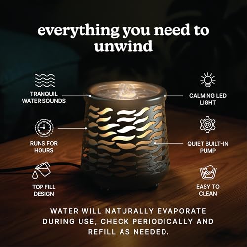 Tabletop Indoor Water Fountain with Light & Zen Relaxation Sound