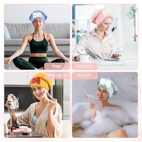 Microfiber Hair Drying Caps 5-Pack - Ultra Absorbent & Soft for All Hair Types