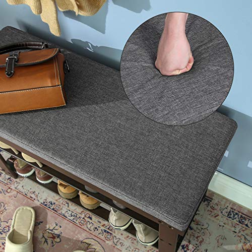 3-Tier Bamboo Shoe Bench with Padded Seat, Entryway Shoe Rack Organizer