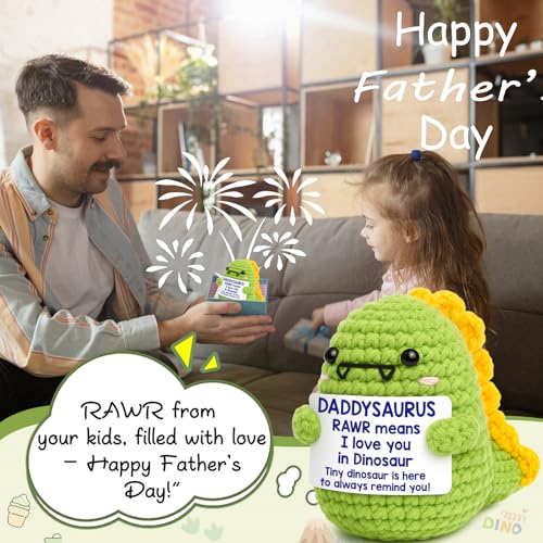 Handmade Crochet Dinosaur Keepsake - DaddySaurus Desk Decor Gift for Dad