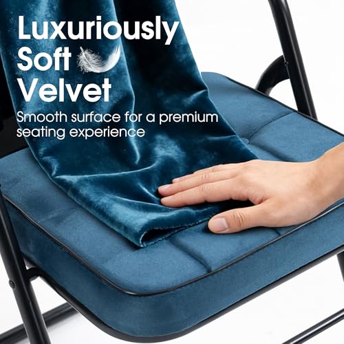 Padded Folding Chairs Set of 4, Heavy Duty Portable Chairs with Cushion