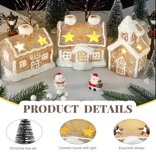 17-Piece LED Christmas Gingerbread Village Set - Lighted Holiday Decor