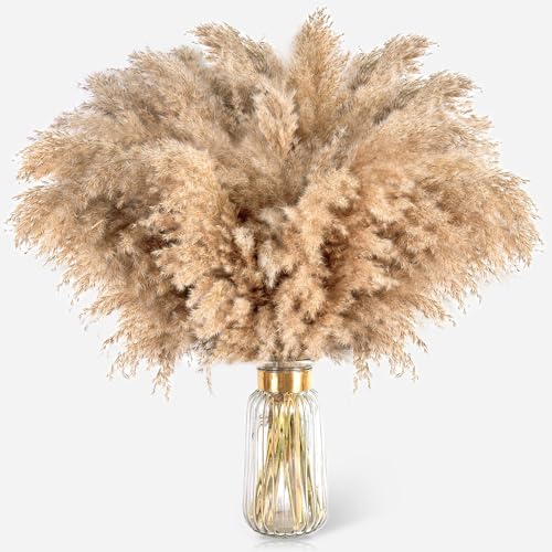 22pcs Natural Dried Pampas Grass Bouquet - 17-Inch Fluffy Boho Decor