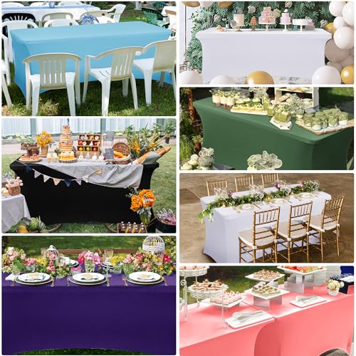 6ft Black Stretch Spandex Tablecloth 2 Pack - Fitted Table Cover