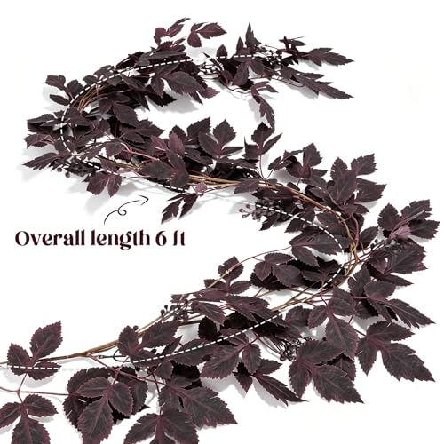 6ft Autumn Maple Leaf & Seeded Garland - Fall Harvest Mantel Decor