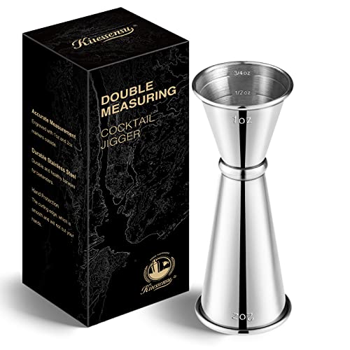 KITESSENSU 2 oz & 1 oz Jigger for Bartending with Interior Measurements