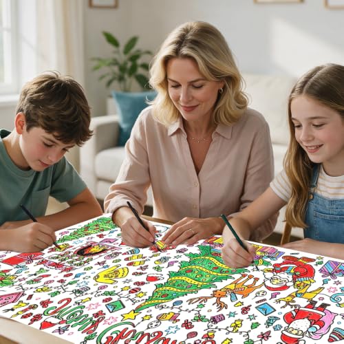 QIHOMPIB 2 Pack Christmas Coloring Tablecloths - 30x72 Inch Kids & Adults Art Crafts