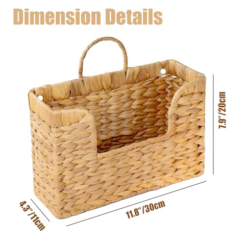 Woven Water Hyacinth Wall Hanging Basket – Rustic Magazine & Mail Organizer