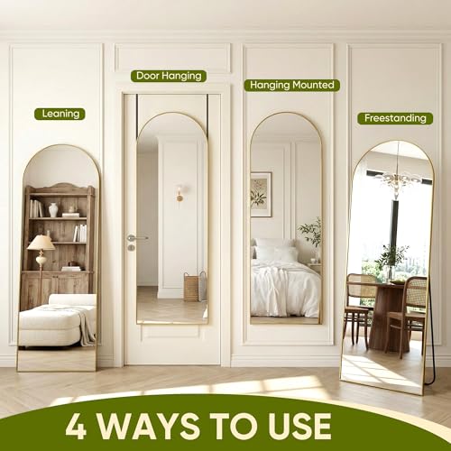 58"x20" Arched Full Length Mirror - Over-the-Door, Wall or Floor Standing