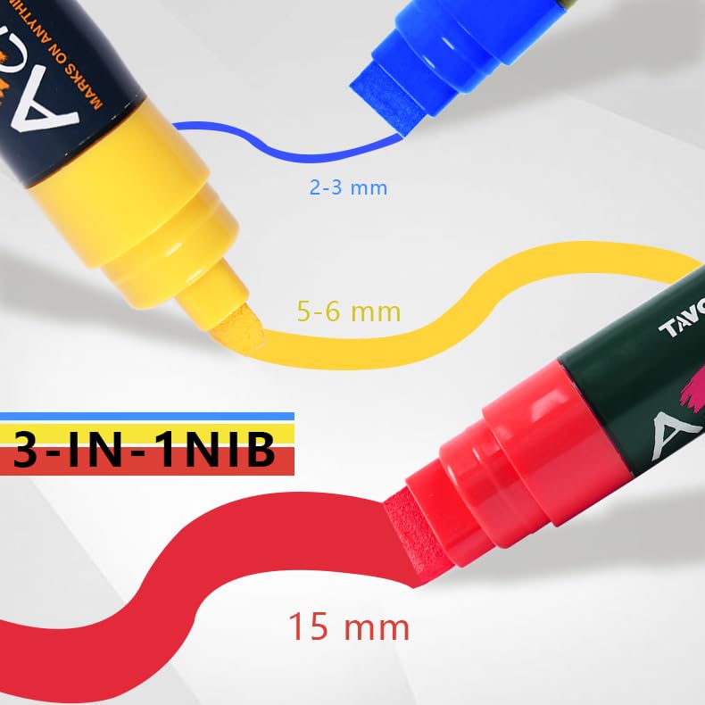 Neon Jumbo Acrylic Paint Markers - 12 Vibrant Colors, 15mm Graffiti Pens