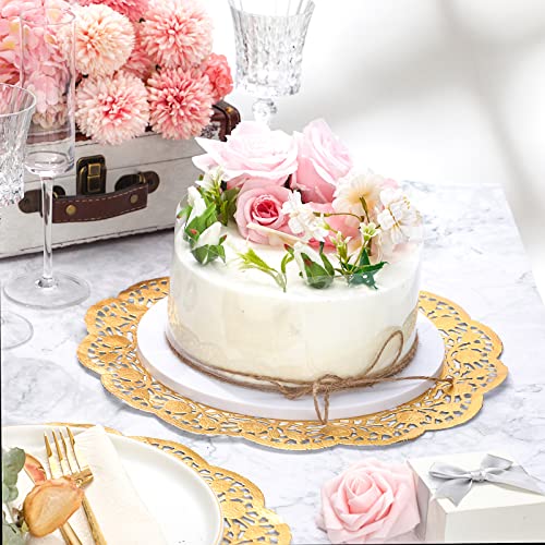 200 Pcs 14-Inch Round Gold Lace Paper Doilies for Party Table Decoration