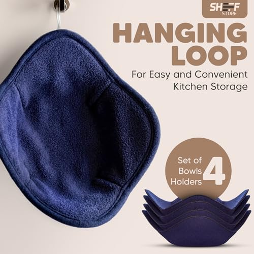 Microwave Bowl Cozy Holders - Set of 4 Heat-Resistant Fabric Bowl Huggers