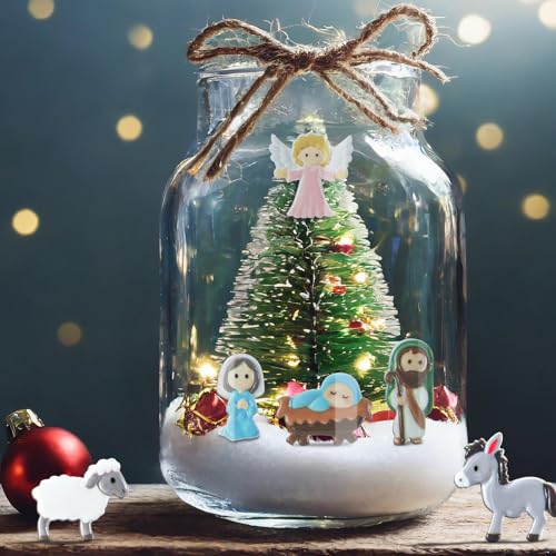 Cinnvoice Colorful Jesus Nativity Scene Set - 60 Mini Decorations, Christmas Crafts