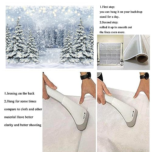 Winter Forest Photography Backdrop 7x5FT Snowy Pine Tree Scene Glitter Scene