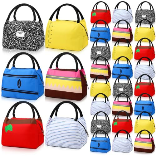 SilTriangle 24 Pcs Christmas Teacher Lunch Bags Set – Colorful Insulated Tote Bags