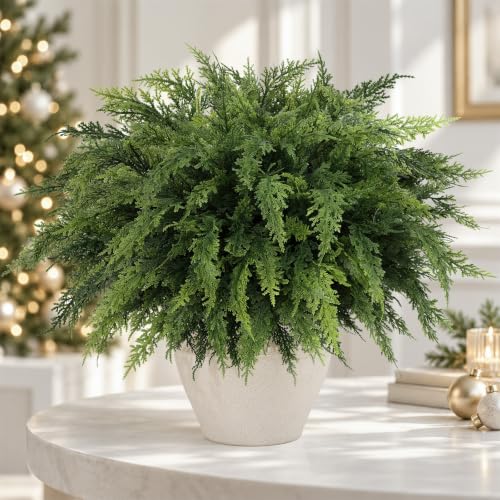 36 Pcs Real Touch Cedar Stems 18in – N&T NIETING Green Pine Branches for Vase Filler & DIY Garlands
