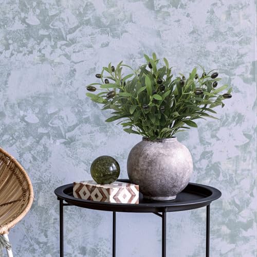 18-Inch Artificial Olive Branches for Vases, 6-Piece Faux Greenery Stems