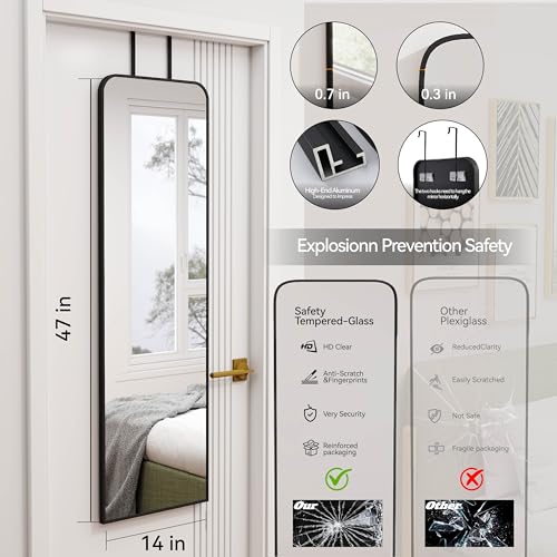 47x14-Inch Full Length Mirror, Over-the-Door or Wall-Mounted Dressing Mirror
