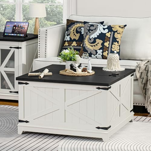 3-Piece Farmhouse Coffee Table Set with Charging Station and Storage
