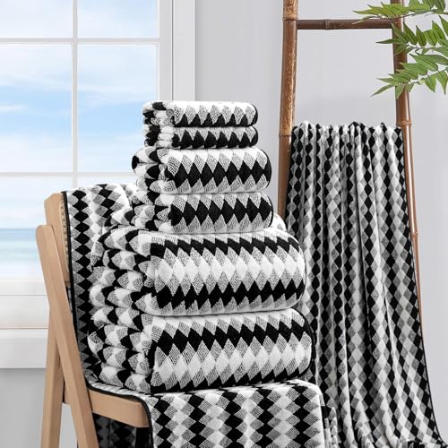 8-Piece Microfiber Bathroom Towel Set, Oversized Bath Sheets and Washcloths