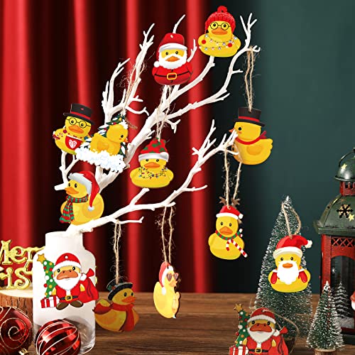 Spiareal Duck Style 48 Pcs Christmas Wooden Ornaments - Hanging Duck Designs